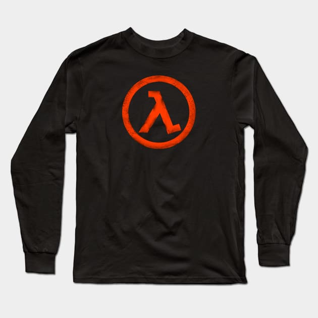 Half Life Orange Lambda Symbol Long Sleeve T-Shirt by Waldesign